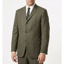 VTG 1960s Customaire Stark Bros Wool Blazer Green Brown Plaid Mod Menswear L/XL