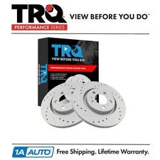 Trq Performance Drilled Slotted Front Coated Brake Rotor Pair Set For Vw