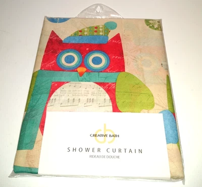 Creative Bath Holiday Christmas Owl Fabric Shower Curtain 72"x72" NEW - Image 1 of 3