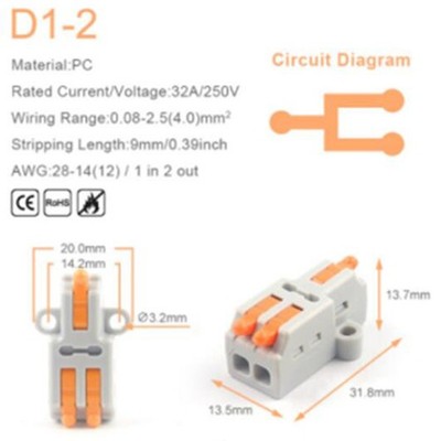Mini-Verbindungsklemme 5 Stk. 32A/250V - D1 / D2 / D3 