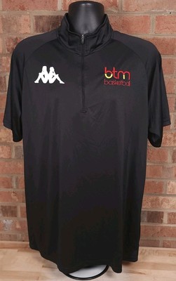 KAPPA BTM Basketball 1/4 Zip Black Polo Shirt Mens XL