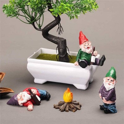 NIWWIN Betrunkener Gartenzwerge 4 Stück,Garden GNOME Elf Statue, White Beard 