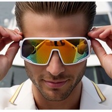 Oversize Bold Flat Top Shield Mirrored Sunglasses UV Protection Fashion Shades