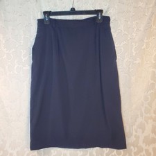 Vintage 80s 90s Polo Ralph Lauren Navy Blue Wool Pencil Skirt Waist 29in