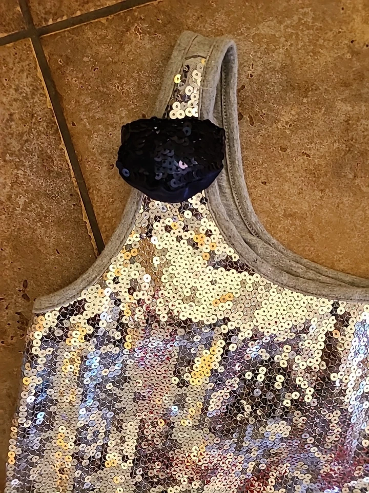 Camiseta Top Justice Niños Niñas Una Manga Lentejuelas Gris 16 Foto 3 de 4