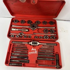 Vintage Ace Super Hex No 606 Tap & Die Set Red Metal Case USA SAE Threading Kit