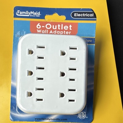 FamilyMaid 6-Outlet Wall Adapter White, Plug-In, 15A, Type A, Rectangular Block