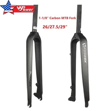 1-1/8” Carbon Fiber MTB Rigid Fork ​26/27.5/29" Disc Brake Black Straight Tube