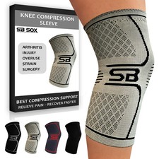 SB SOX Knee Brace Compression Sleeve, Gray/Black, Small