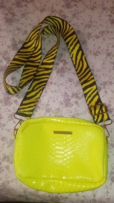 Super Cute Neon Yellow Crossbody Bag Animal Print Strap