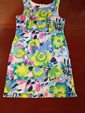 Talbots Petite 10P Floral Sleeveless Sheath Dress Cotton Blend Lined Tropical