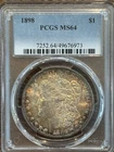 1898 Morgan Dollar PCGS MS64 Toned Silver $1 Colorful Reverse