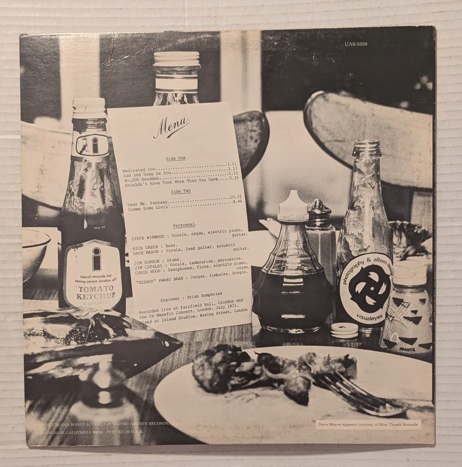 Vintage Traffic "Welcome To The Canteen" Vinyl Album (1971) - Image 2 of 4