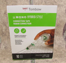 Tombow Mono Hybrid Style Correction Tape 10 Pack 1/6" x 32.8' Instant Correction