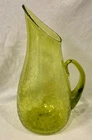 BLENKO Crackle GLASS Chartreuse 939P WINSLOW ANDERSON GREEN PITCHER 14.5 1948-55