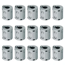15 Pcs Ferrite Filter Ring Core Cable Clip ID 13mm with Ears, Gray