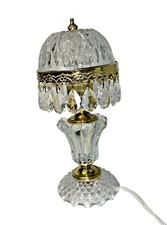 VTG 9.5" Michelotti Boudoir Parlor Table Lamp Clear Shade W/ 18 Prisms & w/ tag