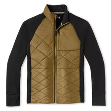 Smartwool Quilted Hybrid Jacket Full Zip Mens L Black Khaki Outdoor Fleece Lined