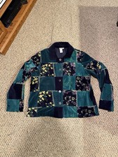 Vintage Coldwater Creek Patchwork Embroidered Floral Jacket Size XL Quilted
