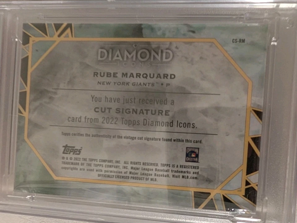 2022 Diamond Icons Cut Signatures Gold Rube Marquard Auto 1/1 PSA 8 HOF CSRM - Image 4 of 4