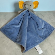 Carters Elephant Lovey Baby Blanket Blankie Plush Toy Cuddle Grey Blue Yellow