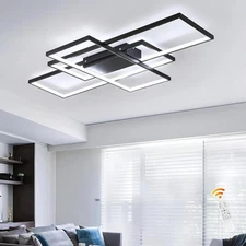35.4" Black LED Ceiling Light Dimmable 3-Rectangle 3000-6500K Remote 💡