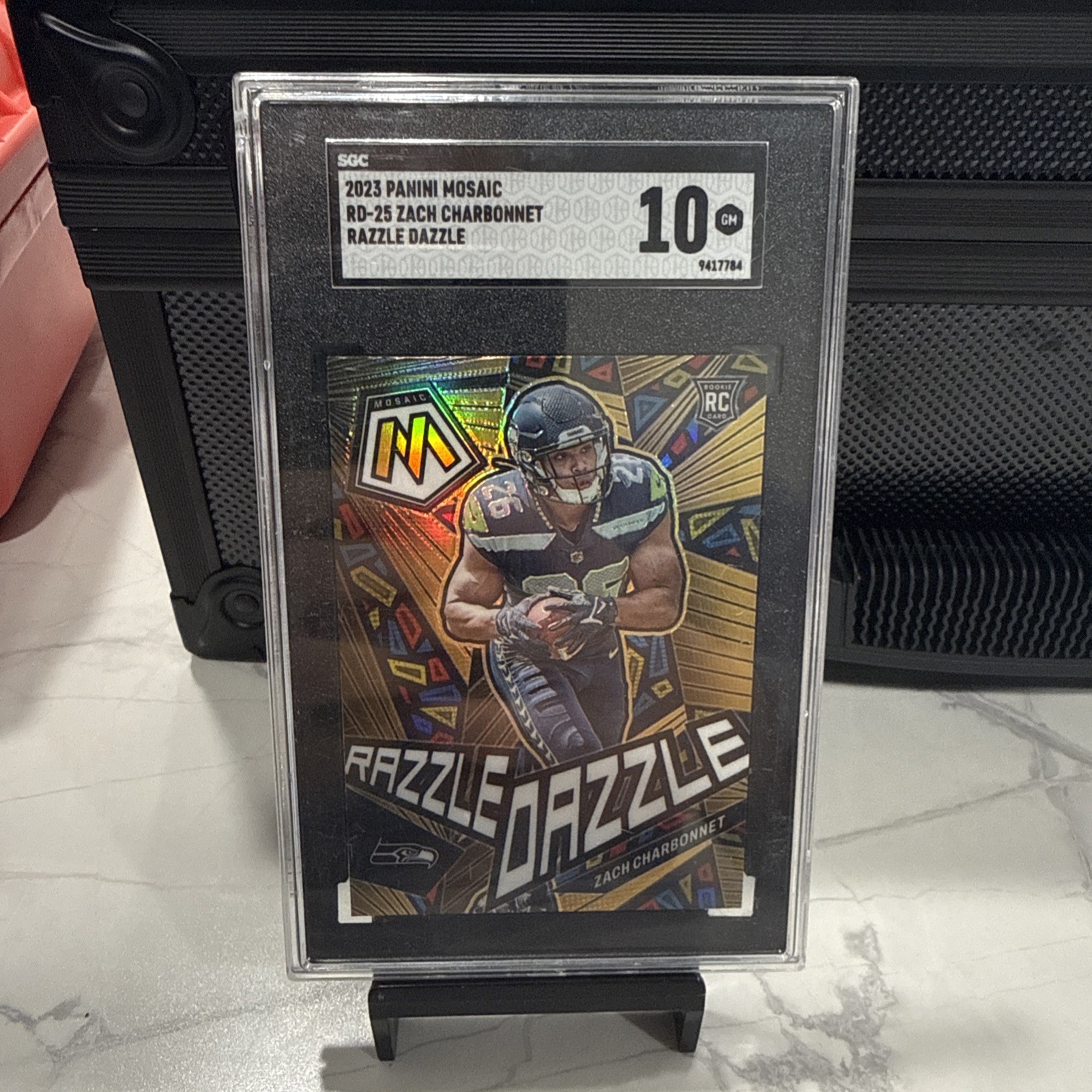 2023 Panini Mosaic Razzle Dazzle Zach Charbonnet SGC 10