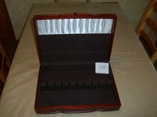 STERLING SILVER SILVERPLATE STAINLESS FLATWARE WOOD STORAGE BOX CHEST CASE 145