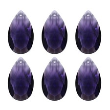 6 Pack K9 Crystal Pendants Teardrop Beads 38mm Prisms DIY Dark Purple