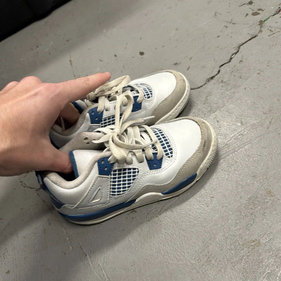 Air Jordan 4 Military Blue White Shoe BQ7669-141 Preschool Ps Kids Boys Size 12C - Image 3 of 4