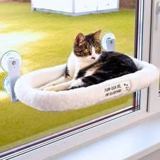 Cat Window Perch — Cat Window Bed with 4 Large Premium Suction Cups & Soft So...