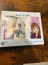 Disney Frozen Girls No-Show Socks 6 Pairs Size Large 4-10 NEW