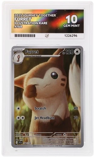 Pokemon 2025 Journey Together Furret Illustration Rare 168/159 Ace Graded 10