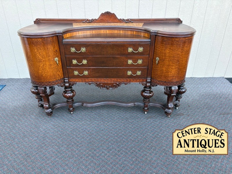 67513 Antique Victorian Sideboard Buffet with Ornate Carved Walnut