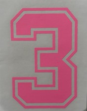 Original Vintage Pink Varsity Number 3 Iron On Transfer