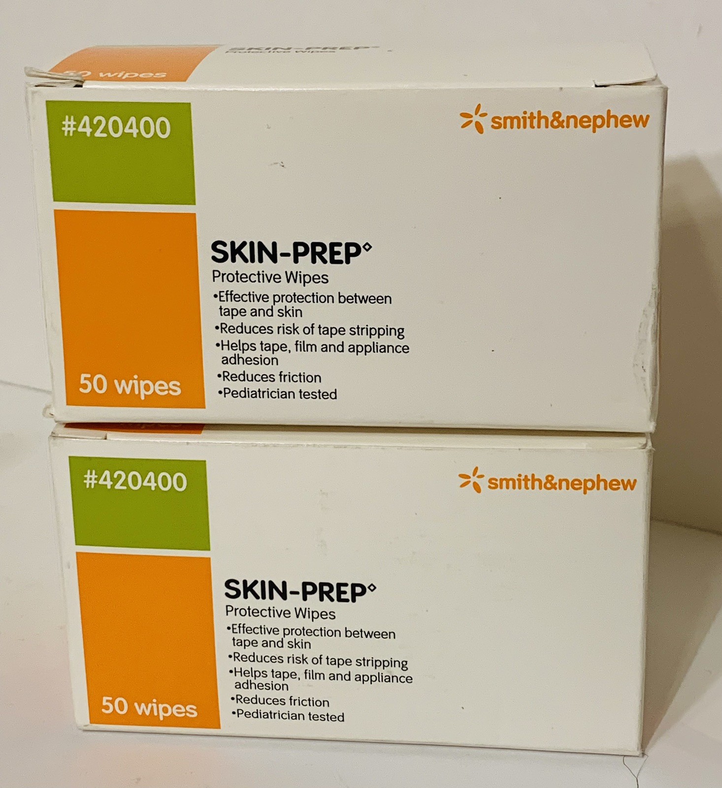 2 BOXES Smith & Nephew 420400 SKIN-PREP Protective Wipes -2BX/50EA