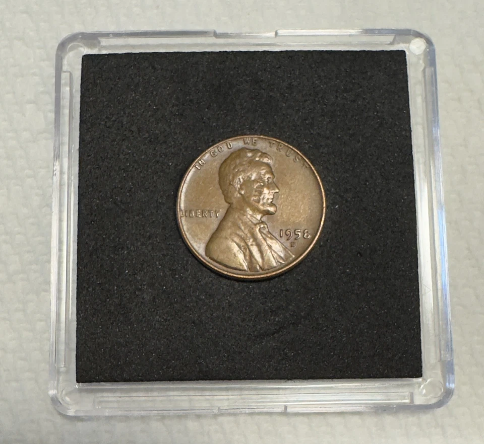 Raro 1958 Doble Troquel Anverso Lincoln Wheat Penny - Doble Ojos Doble Boca Foto 2 de 4