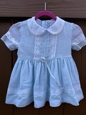 Vintage Nana  s Pet Toddler Dress 2T Blue Lace Peter Pan Collar USA Flaws