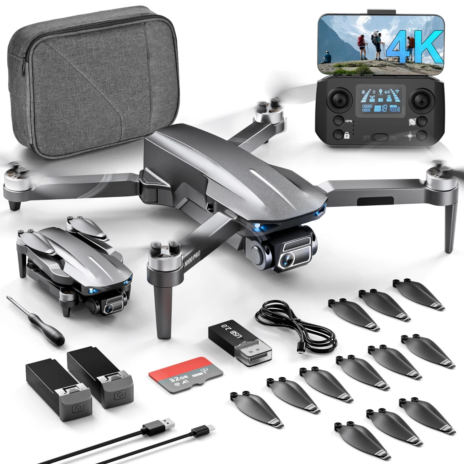 4K GPS Brushless FPV Drone Beginner Kit - 50 Min Flight
