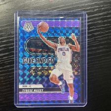 2024-25 Panini Mosaic Give And Go Pink Prizm #12 Tyrese Maxey /175  76ers