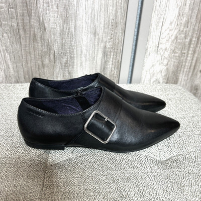 Vagabond Black Kaitlin Leather Buckle Women Shoes Pointed Toe Buckle Zip Size 38