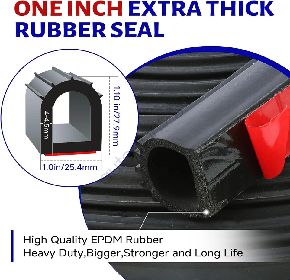 1inch D Shape 12 FT Rubber Truck Door Seal Self-Adhesive Soundproof Weatherstrip - Image 4 of 4