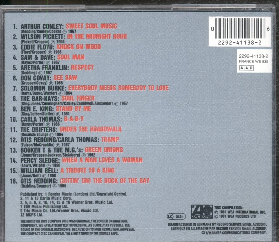 Various Artists Atlantic Soul Classics CD Europe Atlantic CD. Has ! sticker on - Bild 2 von 3