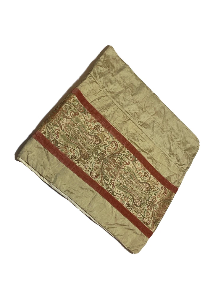 Vintage Chris Madden Luxury Valance Short Curtain Silk Blend Rare Gold Print - Image 2 of 4