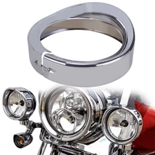 For Harley  Road King Softail FLS Chrome 7" Headlight Trim Ring Visor Bezel US