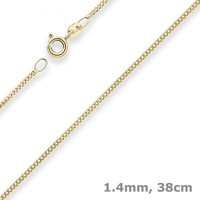 1,4Mm Panzerkette Collier Halskette Aus 333 Gold Gelbgold 38Cm Mit ZwischenöSe