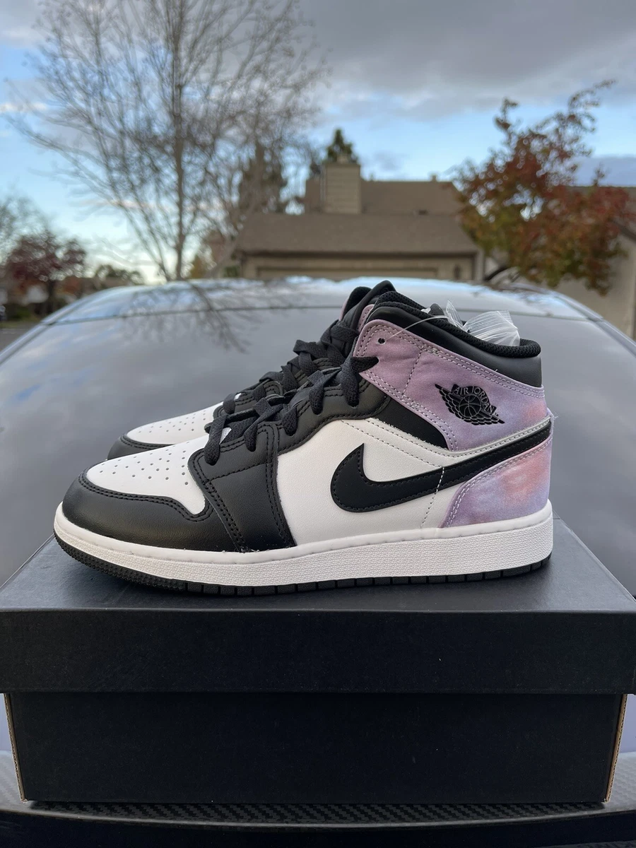 Nike Air Jordan 1 Mid GS Tie Dye Bleached Coral White DM6216 001 Sz 6Y 7.5W