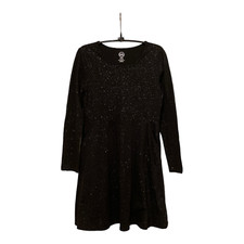  EUC Wonder Nation Black Sparkle Long Sleeve Dress w/ Pockets Girl's Size XL
