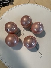 5 Vintage Pink Glass Christmas Ornaments Made In USA 1950-60