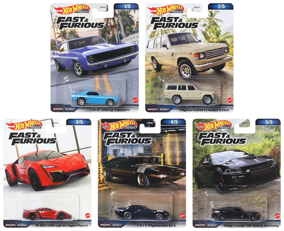 Fast & Furious Set 5 Modellautos 2023 Premium 1:64 Hot Wheels HNW46 - 979B